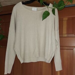 Cream Crew Neck Sweater with Relaxed Fit